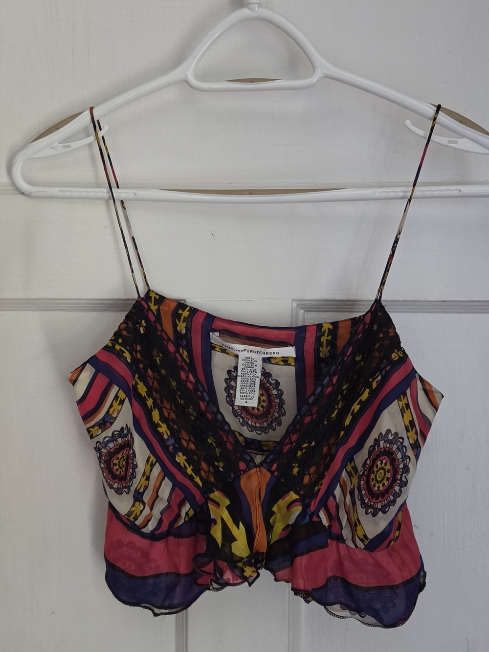 Diane Von Furstenberg Pink Multi-Print Silk Cami